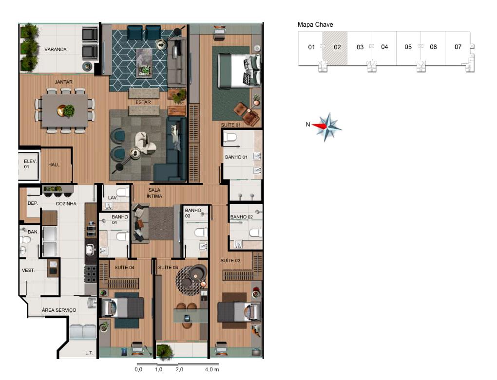 Apartamento, 4 quartos, 191 m² - Foto 2
